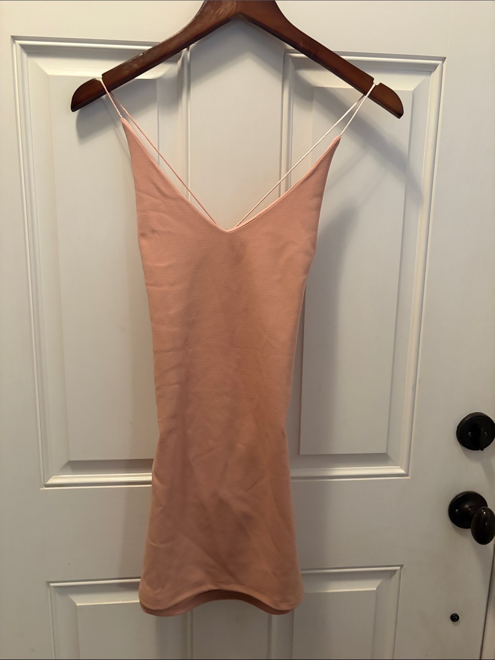 Minimalist Blush Slip Chemise with Adjustable Spaghetti Straps